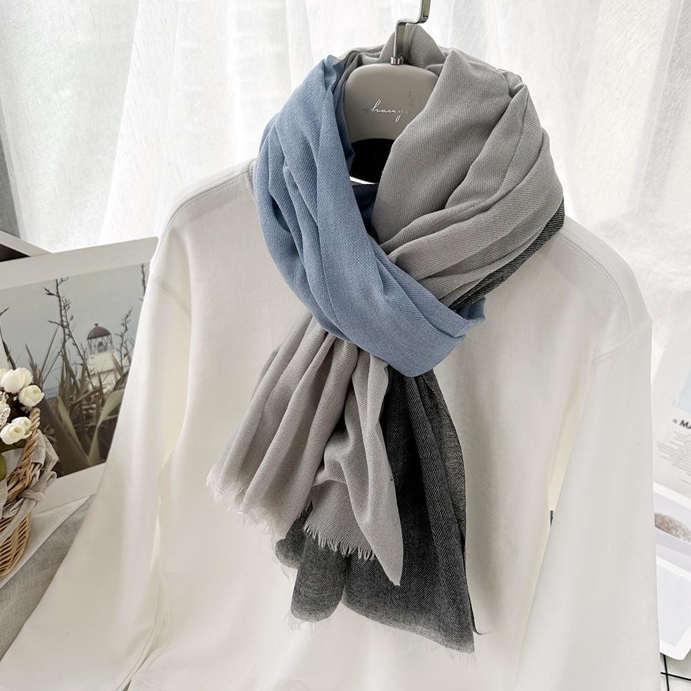 Warm Thorn Wool Scarf for Women Autumn and Winter Imitation Cashmere Light and Color Matching Scarf