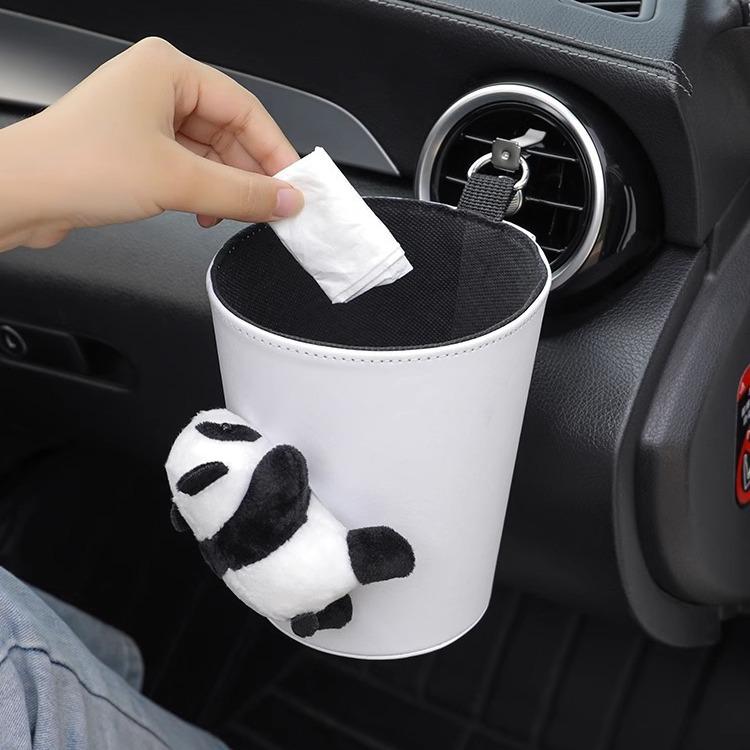 Panda Car Hanging Trash Can & Organizer