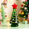 Unique Birthday Presents Glass Christmas Tree Figurine, Rotating Desk Ornament for Car Home, Stained Art Glazed Dashboard Decor & Gift Holiday Season