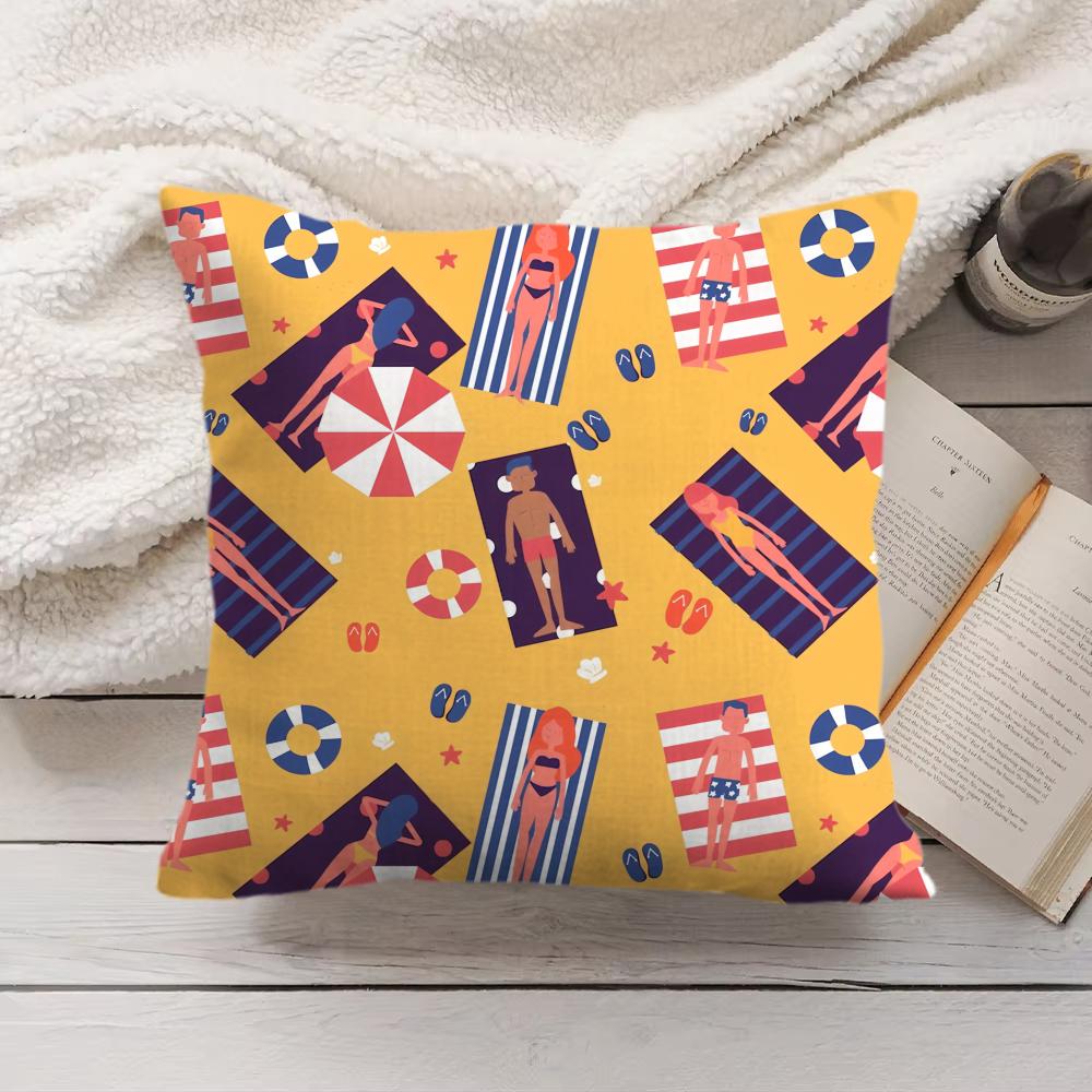 Beach Chair Cushion Cover Soft Short Plush Pillow Cover Smooth Cozy Texture Aesthetic Cushion Case Home Decor