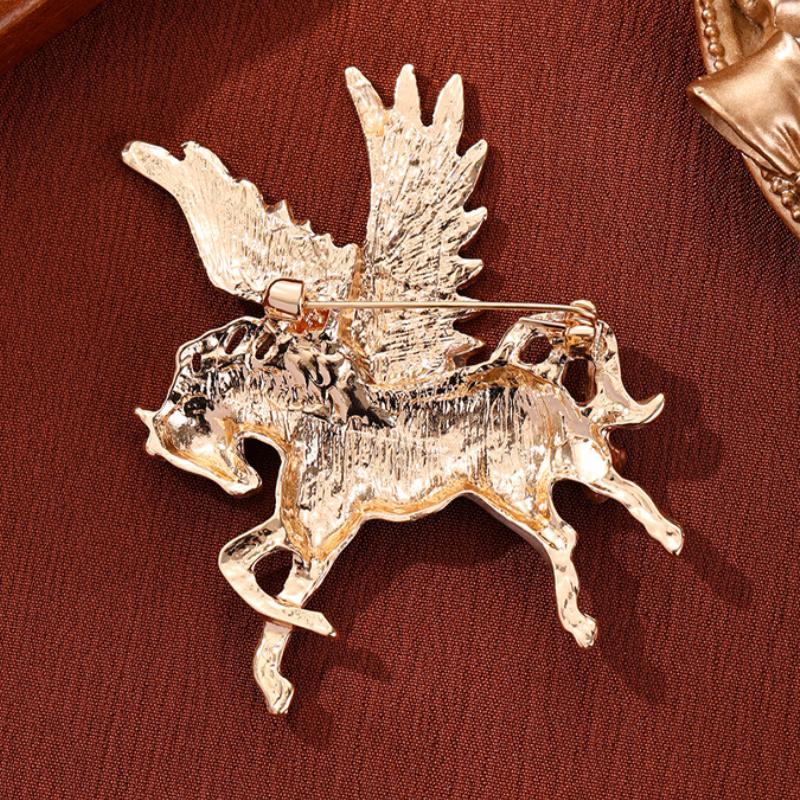 Beautiful Flying Horse Brooches For Women Men Enamel With Big Wings Elf Animal Party Office Brooch Pins Gifts