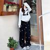 Grey Five-pointed Star Printed Sweatpants Women's Spring and Autumn New Loose Straight Sweatpants Lazy Bf Style Wide-leg Pants