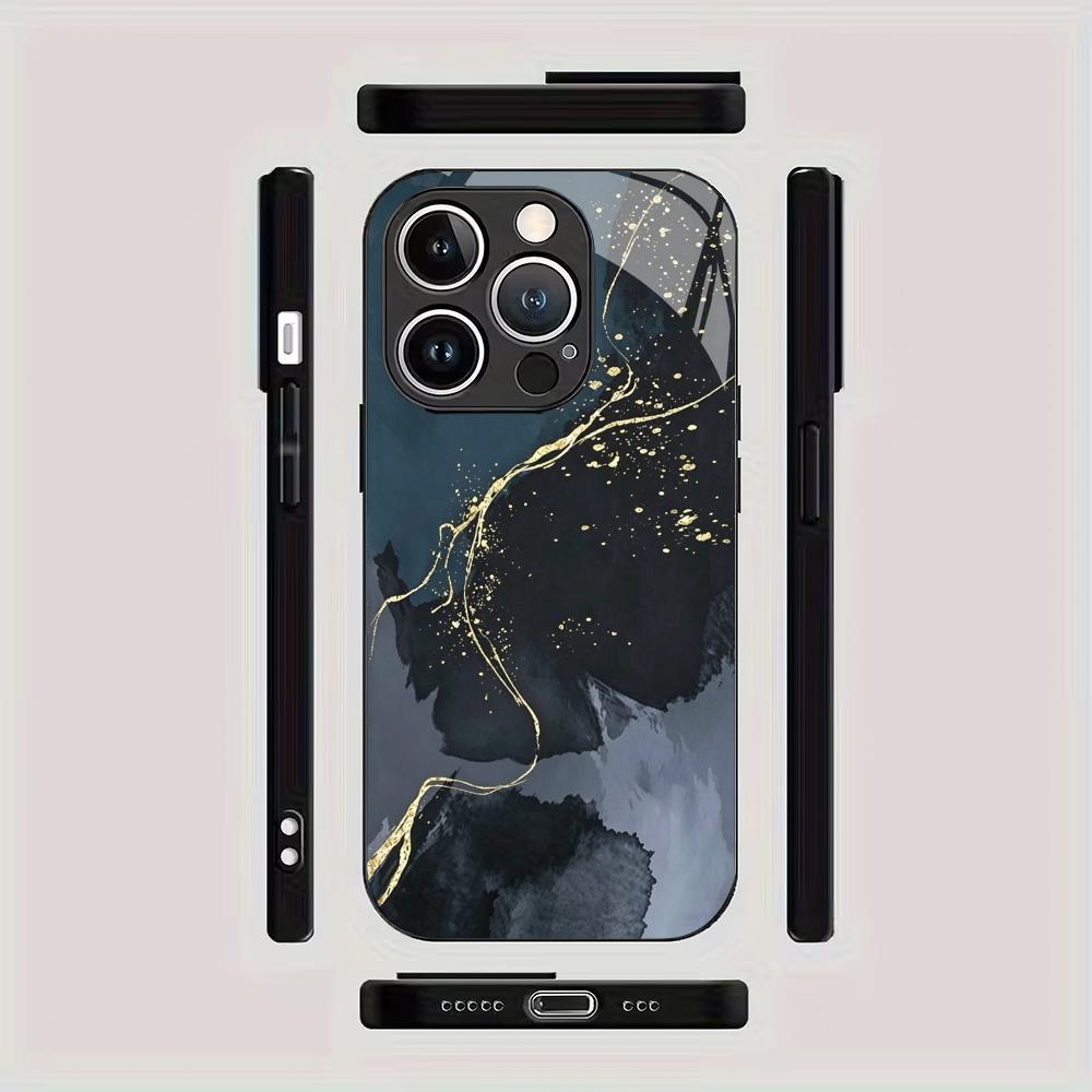 Abstract texture tempered glass phone case suitable for iPhone 17, 16, 15, 14, 13, 12, 11 Pro/Max/Plus shockproof and anti drop