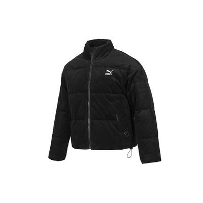 Jaqueta Masculina Puffer de Penas Oversized em Veludo Clássicos Jaquetas Pretas 535581-01