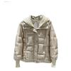 Autumn and winter new knitted hooded detachable white duck down jacket women's short loose casual warm jacket