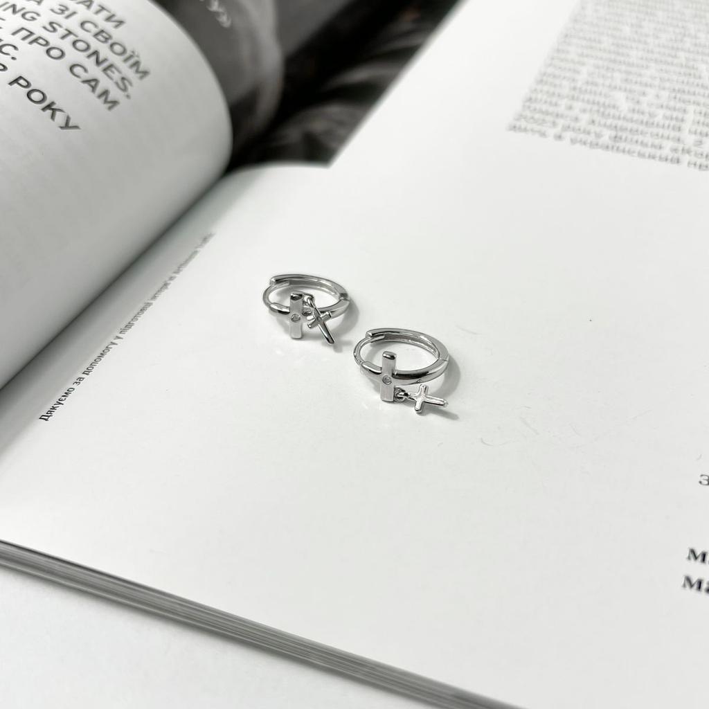 Ασημένια σκουλαρίκια με κυβικά ζιργκόν (2136491)