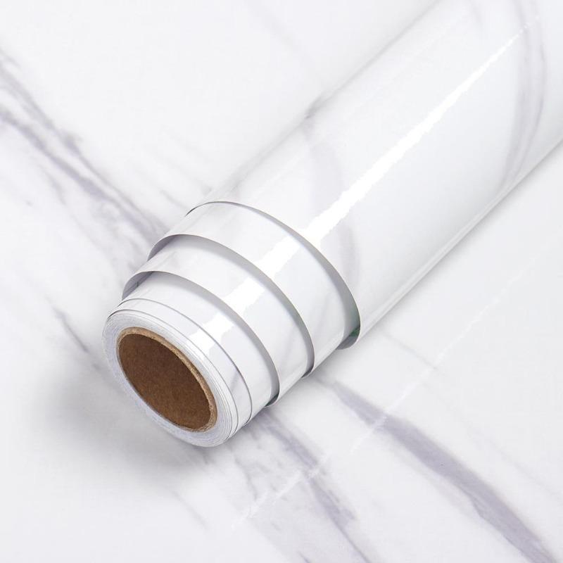 Self-adhesive Wallpaper Decorative Vinyl Matt White Adhesive Paper for Livingroom Furniture Wall Kitchen Cabinets Decoration PVC