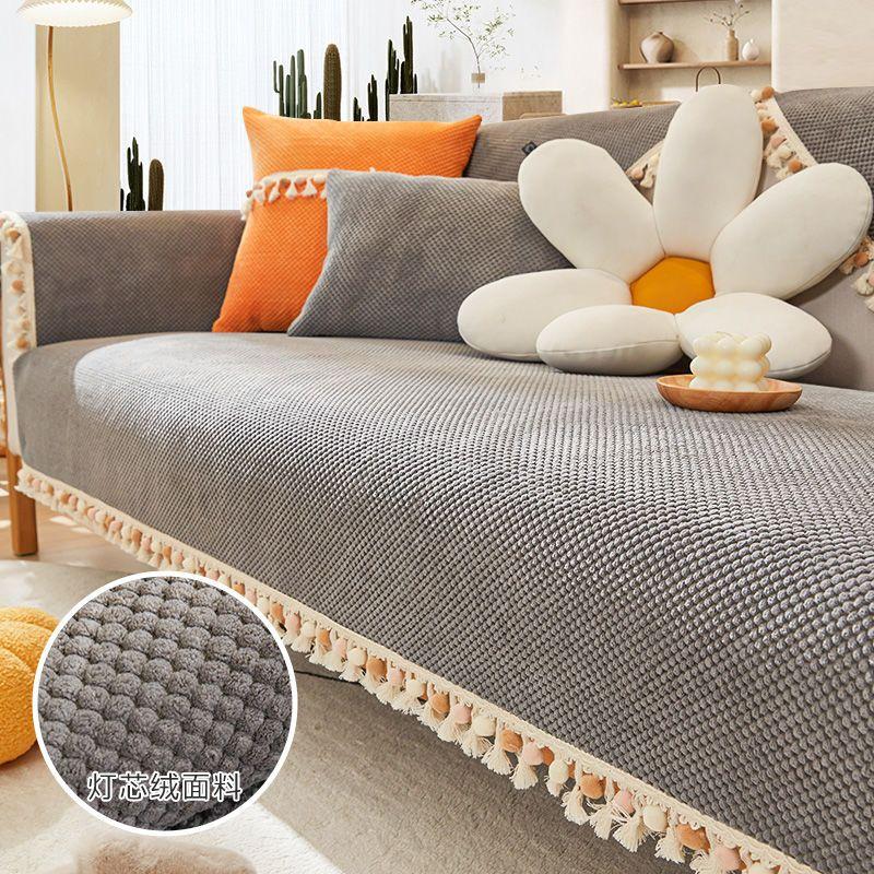 Sofa Cover Thicken Plush Non-Slip Couch Cushion for Living Room Soft Universal Sofa Cover Back Towel Sectional Sofa Mat