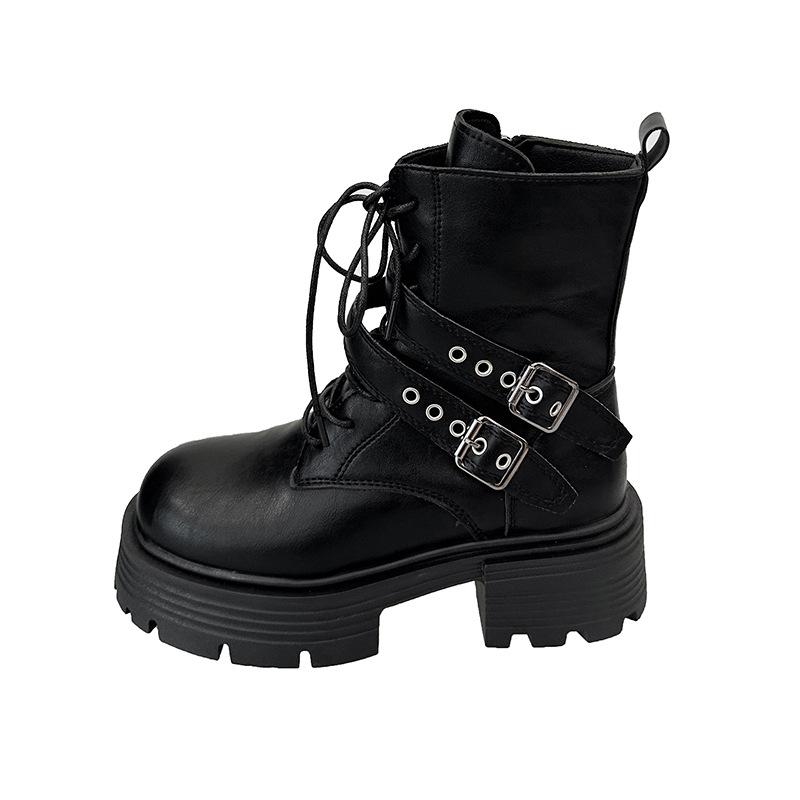 

Платформа ботинки Мартин женские весна и осень 2025 новые толстый каблук британский панк локомотивные ботинки небольшие увеличивающие рост короткие ботинки лето 40