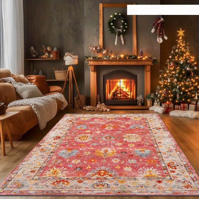 Traditional Vintage Pattern Rug, Soft Area Carpet, Suitable for Living Room, Bedroom, Study, Garden, Balcony, Machine Washable