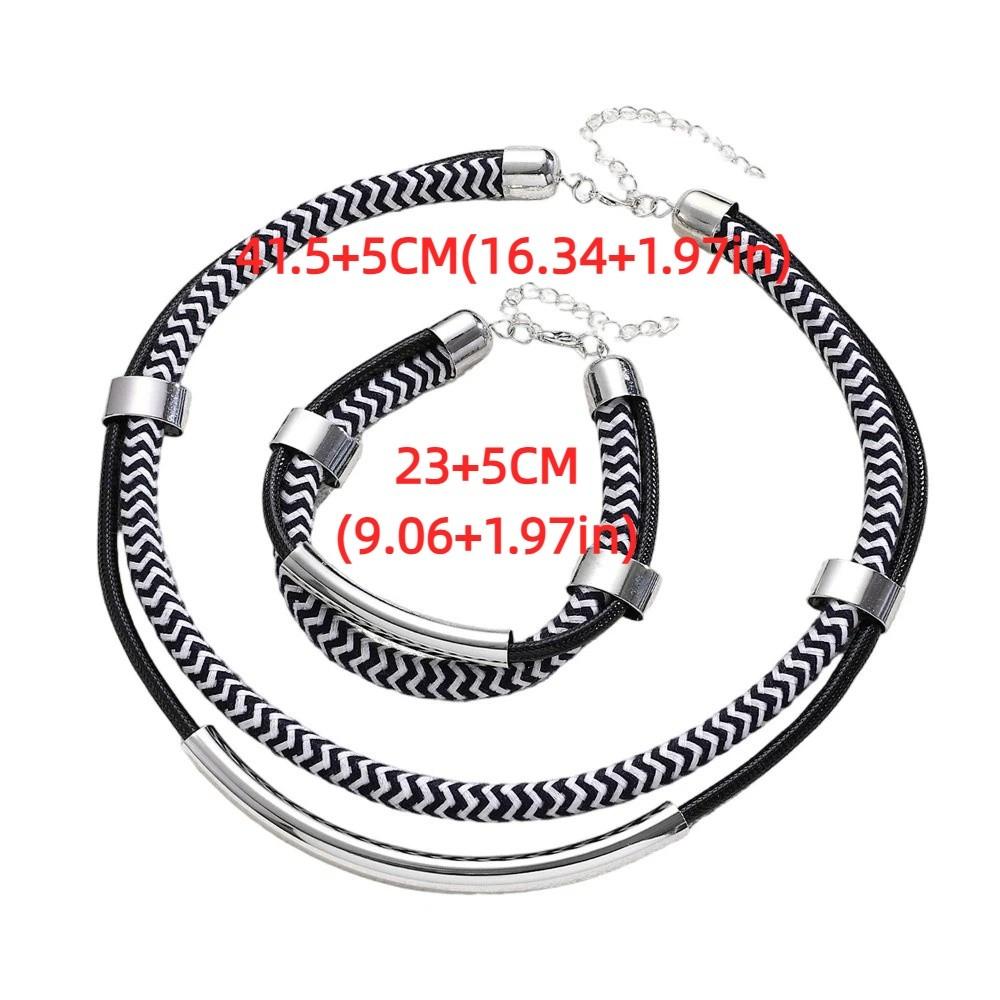 Double Line Metal Tube Jewelry Set Black and White Fashion Jewelry Daily Wear