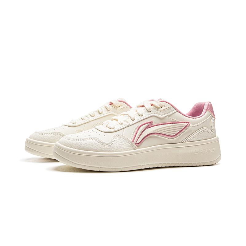 New LiNing Lightweight And Breathable Low Top Skateboard Shoes Women's Beige Pink AGCV178-3