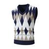 Men's Fashion V-Neck Sleeveless Knitted Vests Sweater Patchwork Color Casual Lined Vest Men's Tops