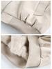 Unisex Lychee Pattern Heavy-Duty Hooded Leather Jacket with Fur Collar - Thickened Winter Coat