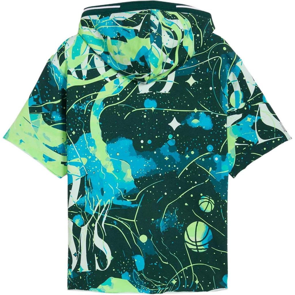 Puma Printed Hooded Short Sleeve T-Shirt Men Tops Green 630504-01