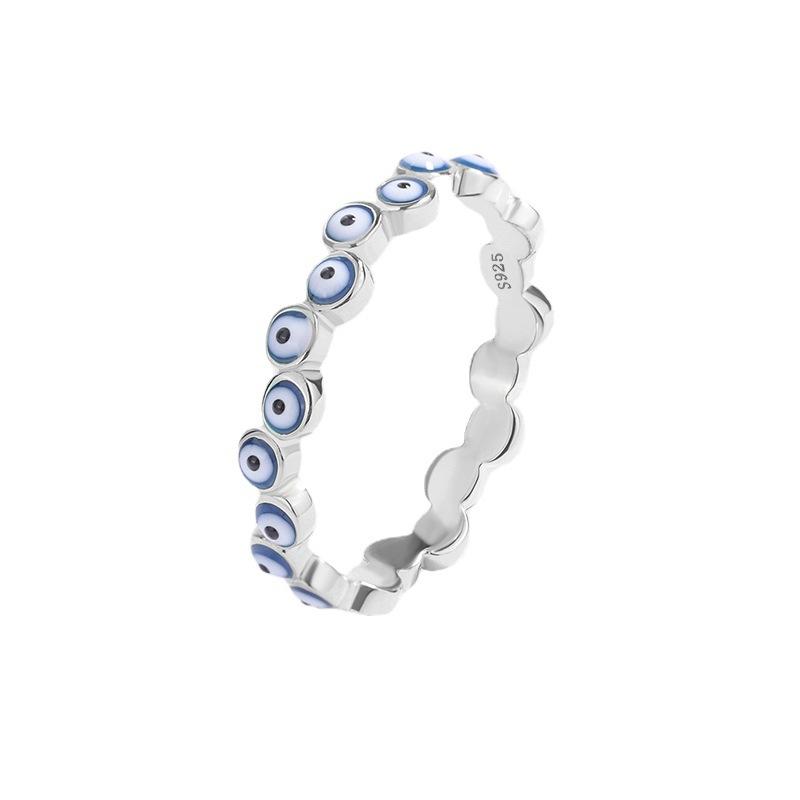 

POMOiii Европейский и американский S925 стерлингового серебра Голубой глаз Капельное кольцо Нишевый дизайн Мода Личность Ins Netflix Ювелирные изделия