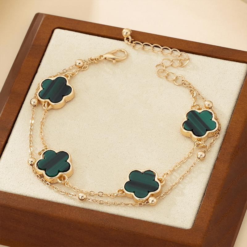 Chic Four-Leaf Clover Metal Chain Bracelet