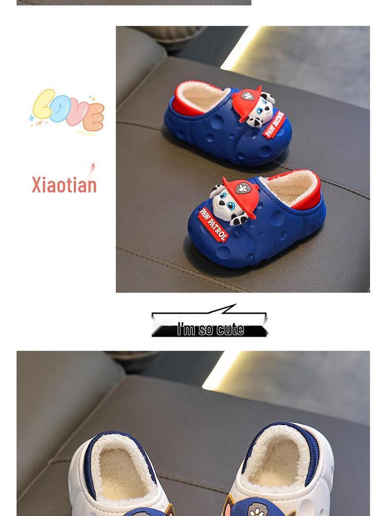 Paw Patrol Kids' Winter Waterproof Cotton Slippers: Cute, Anti-Slip, Closed-Toe Shoes for Boys & Girls