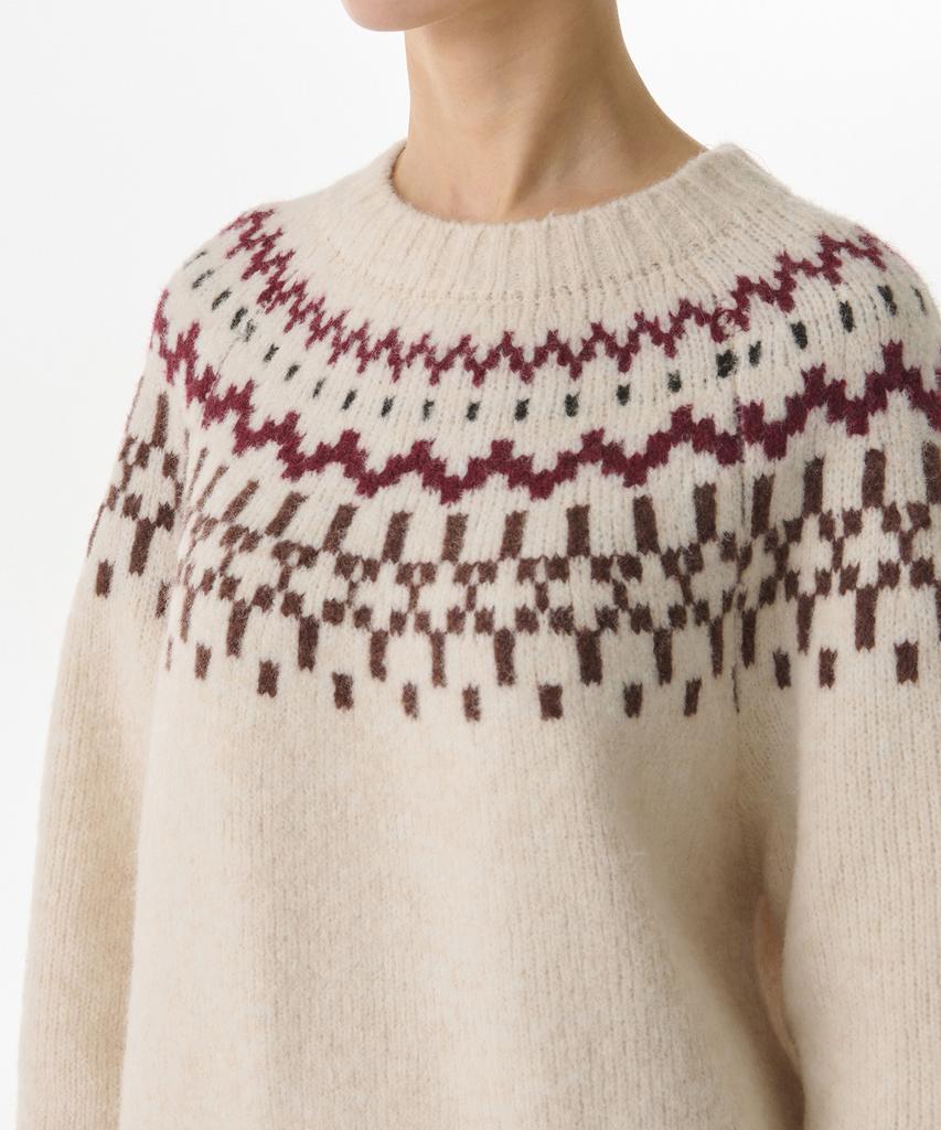 MUSINSA STANDARD MULHER Tricô Fair Isle Relaxado Feminino [Bege Creme]