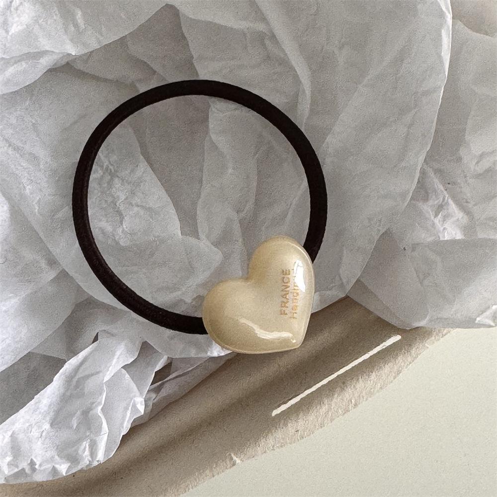 Gold Label Heart-Shaped Acetate Candy Color Hair Tie - High Elasticity, Cute High Ponytail Rubber Band