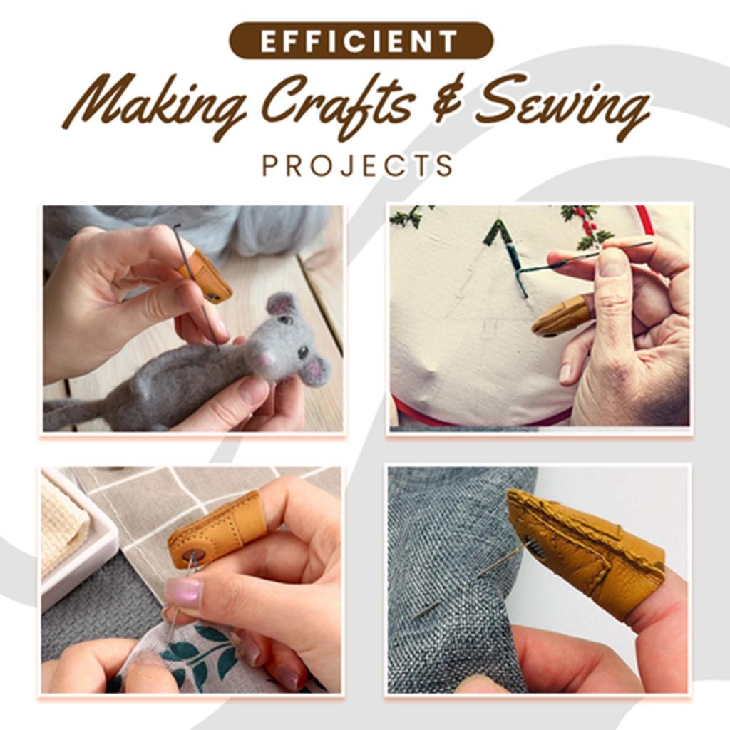 Leather Coin Finger Protector Thimble Ring Handworking Needle Thimble Needles Craft Household DIY Sewing Tools Accessories