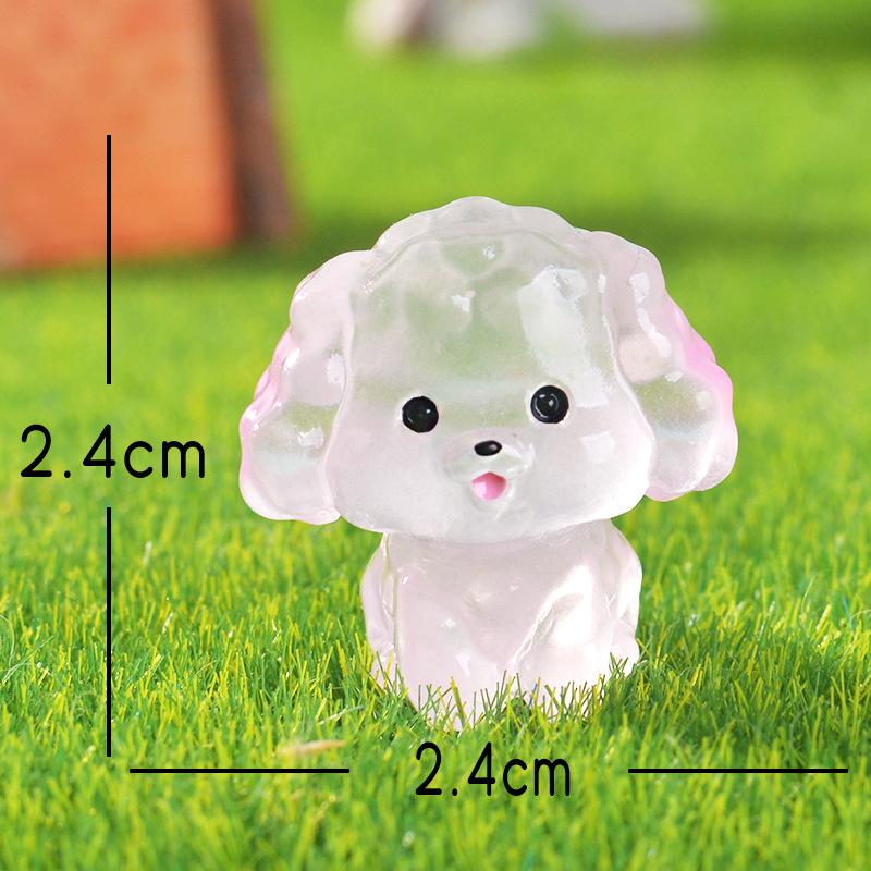 Micro-landscape Creative Cute Cartoon Transparent Glow-in-light Pink Puppy Garden Landscape Decoration Resin Small Figurine