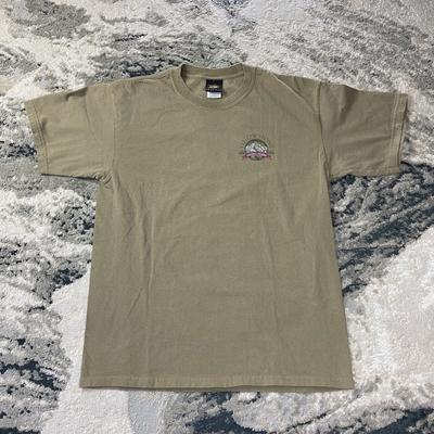 Vintage Prairie Mountain Nature Tee L Olive Green Destination Yellowstone Natura