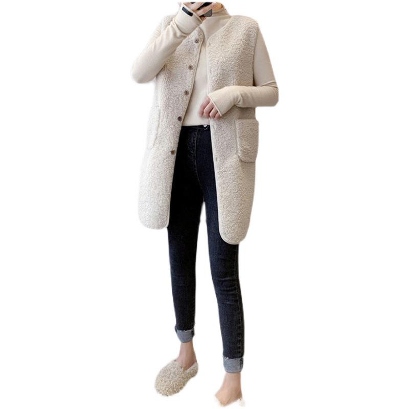 Women's Mid-Length Faux Lamb Wool Vest - Autumn/Winter Fashion Versatile Coat