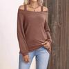 European & American Women's Off-the-Shoulder Solid Color Long Sleeve T-Shirt - Spring/Summer Fashion