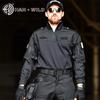 Tactical Camo Long Sleeve Training Shirt Hiking Camping Running Sports