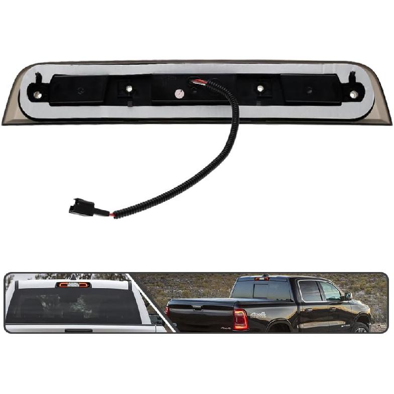 Red LED Third Brake Light for Dodge Ram 1500 2019 2020 2021 2022 2023 2024 3rd Red Brake Lights Rear Center High Mount Stop Lamp White Roof Cargo