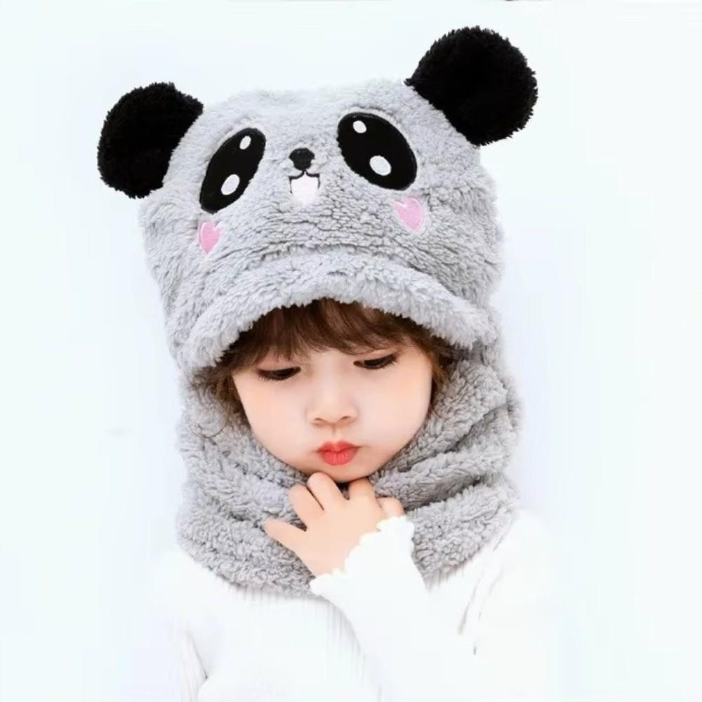 Cartoon Kids Winter Hats Panda Warm Bonnet Scarf Fashion Kids Plush Hat Outdoor