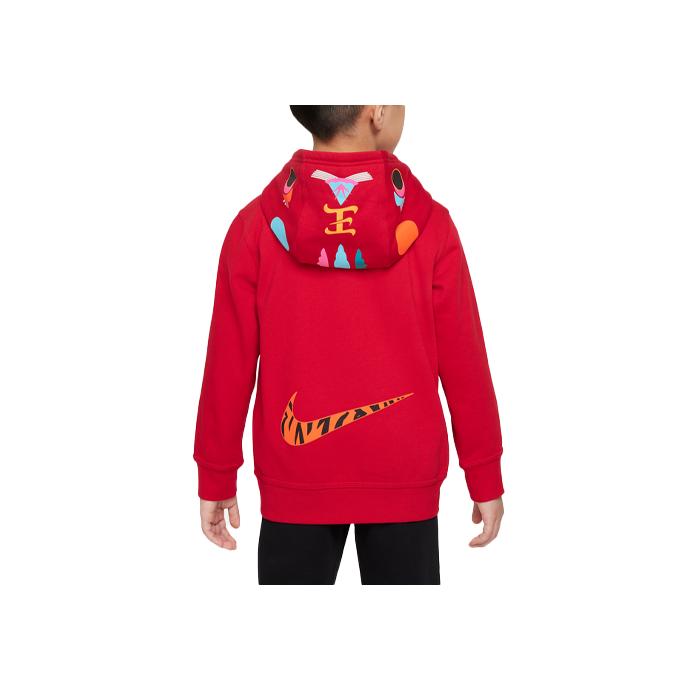 Nike Kids Tiger Head Logo Print Hooded Sweatshirt Kids sweatshirt Red DR9699-687