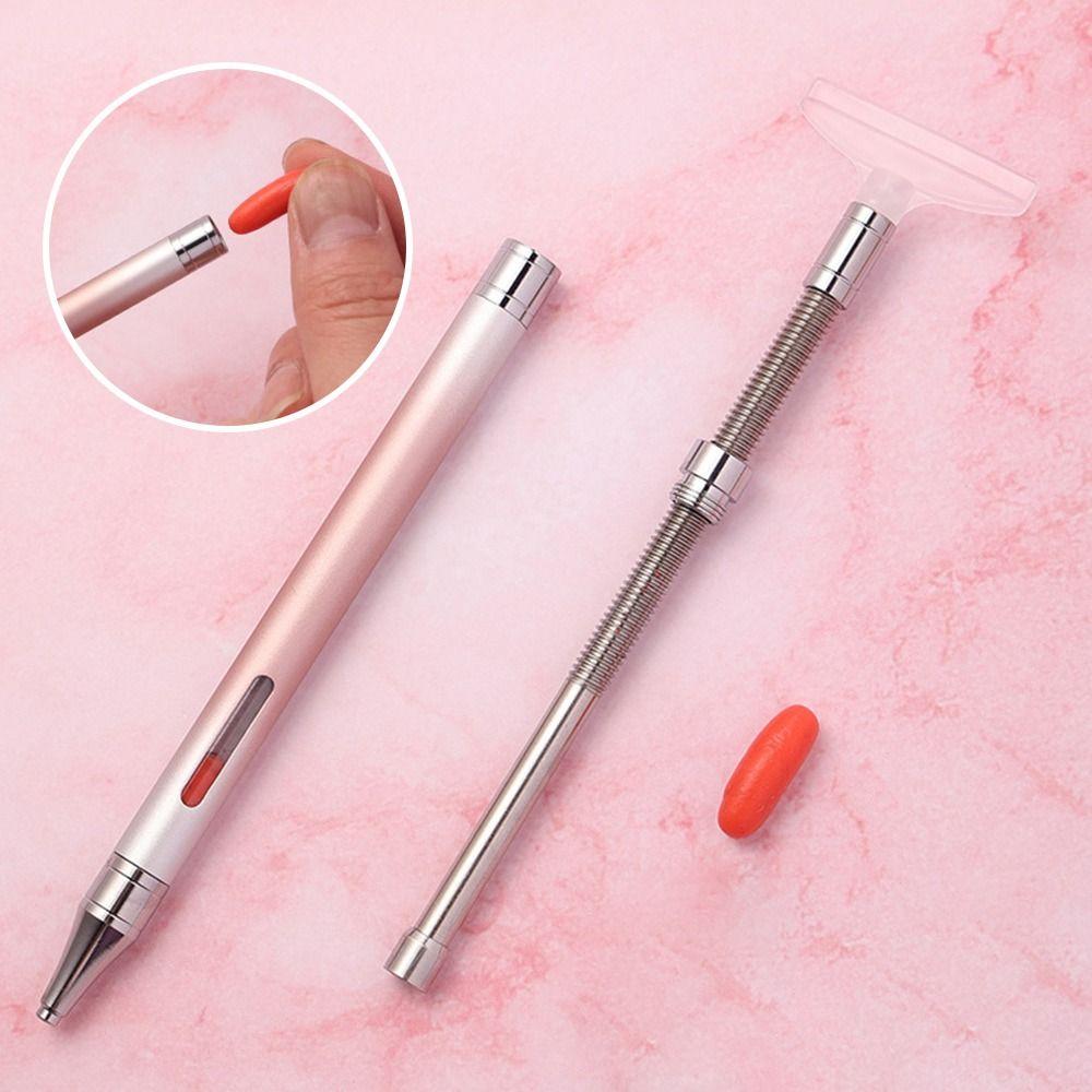 Embroidery Refillable Wax Pen DIY Craft Point Drill Pens Rotating Glue Point Pen  for Nail Art
