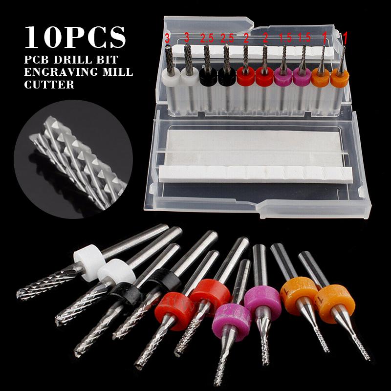 

Новый 10 шт. 1/8 1-3 мм PCB Гравировальный Резак Роторные Концевые Фрезы с ЧПУ Сверла Инструмент