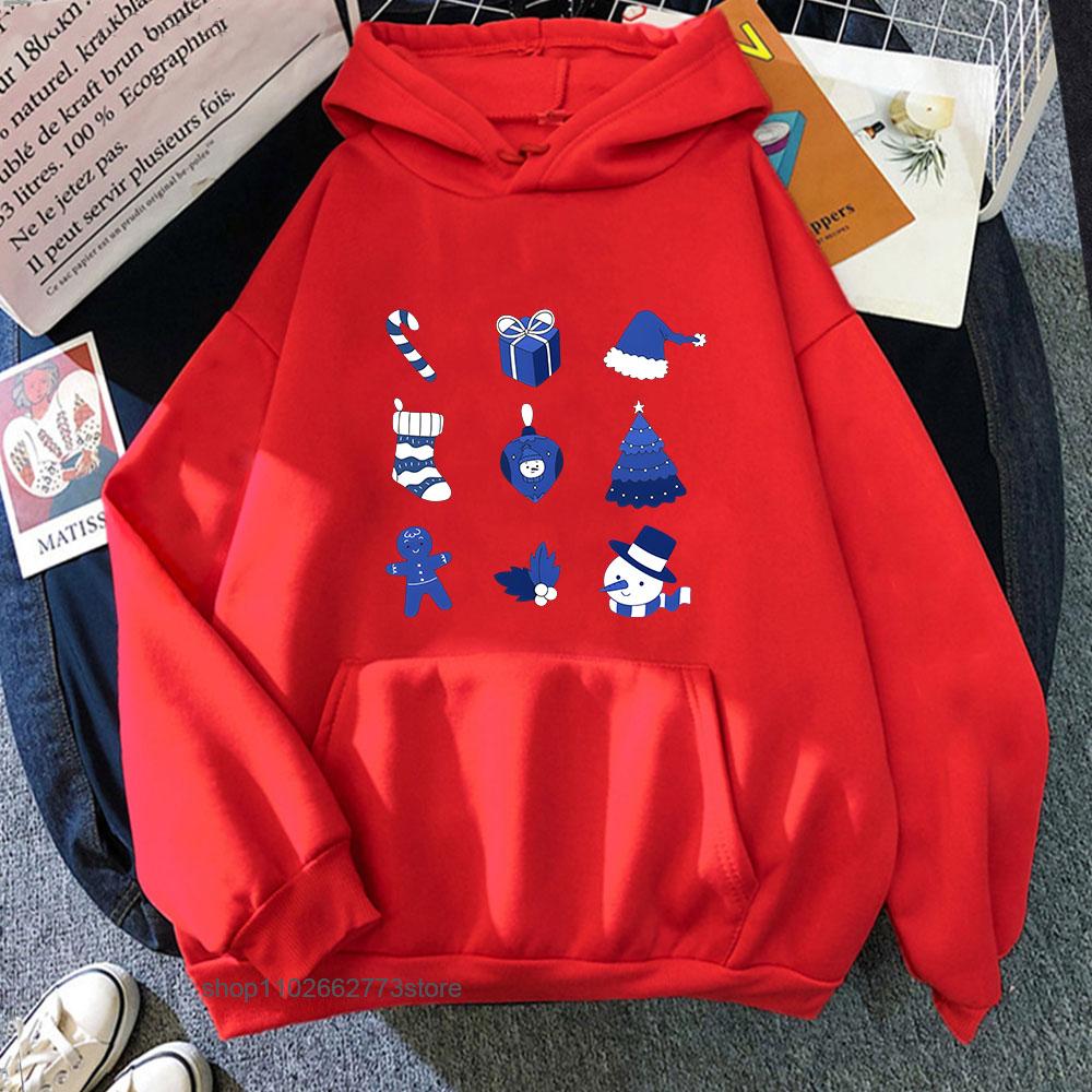 Chinoiserie Print Hoodie for Women Blue and White Christmas Sweatshirt with Hooded Winter Fleece Clothes Men