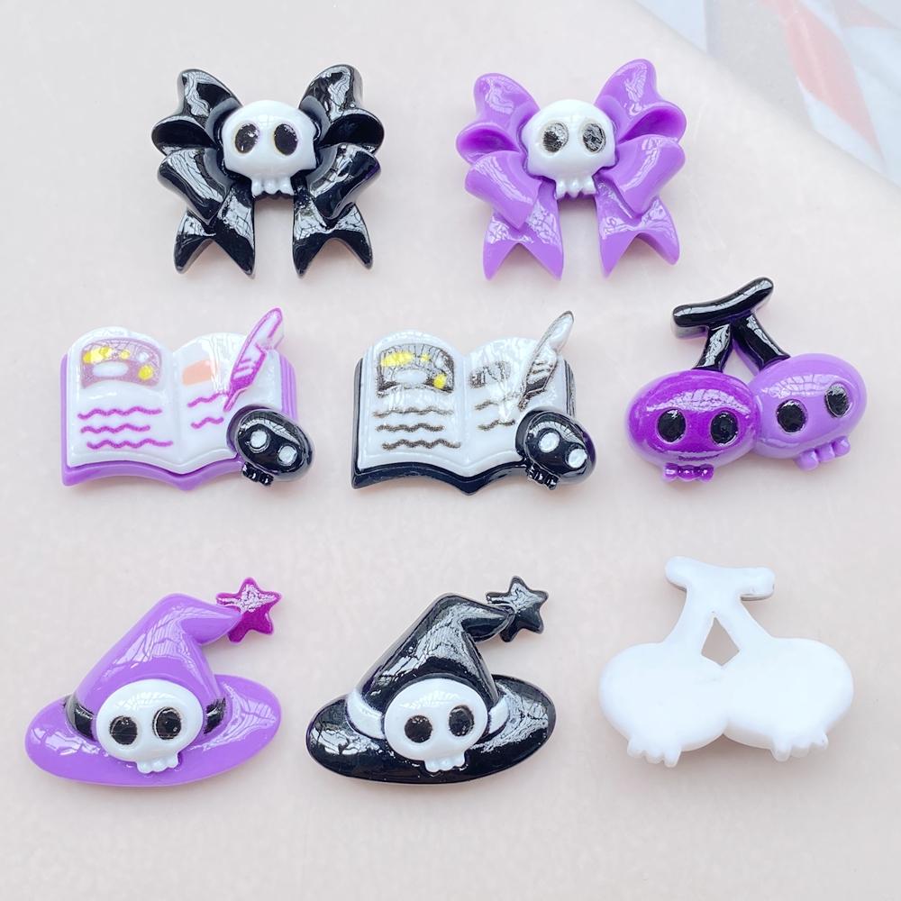 10PCS New Resin Cute Cartoon Skeleton Halloween Flat Back Home Decor DIY Scrapbook Crafts Jewelry Accessories