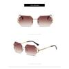 Unisex Metal Frameless Octagonal Sunglasses, Gradient Lenses With UV Protection For Daily And Outdoor Use
