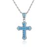 European and American Style Personalized Colorful Zircon Cross Necklace for Men Hip Hop Full Diamond Zircon Pendant Necklace Jewelry for Women