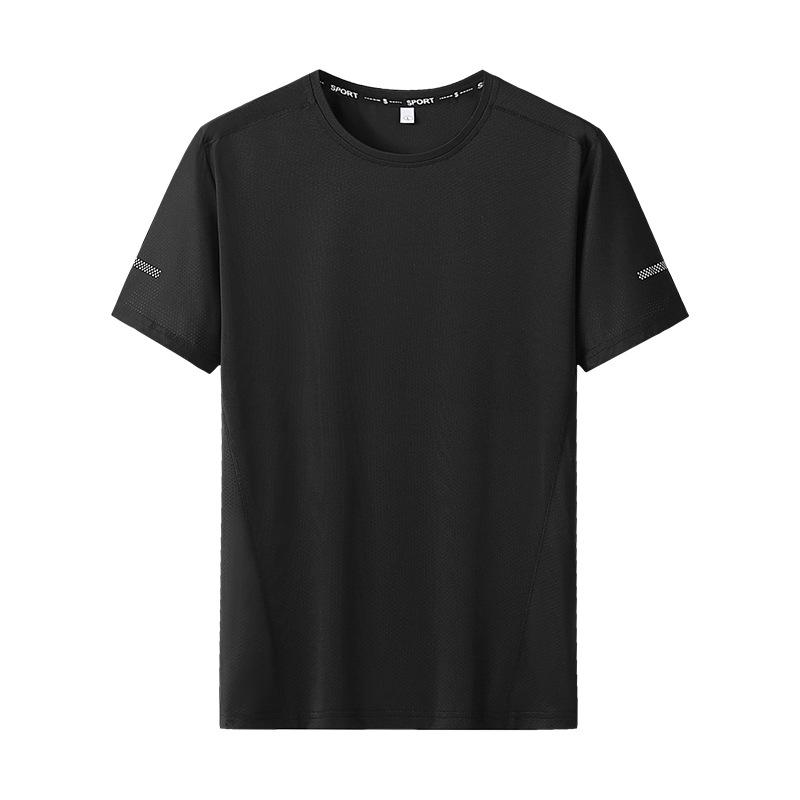 New Ice Silk T-shirt Men's Round Neck Loose Summer Casual Sport Travel Solid Color Plus Size L-9XL