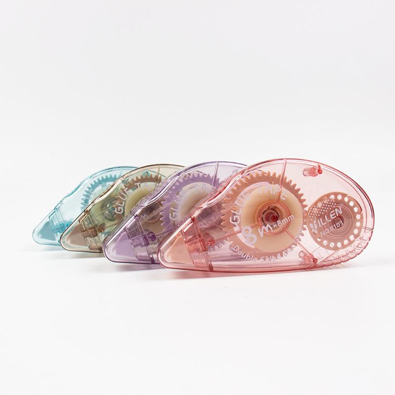 Primary School Students' English Version Transparent Double-Sided Dot Glue & Correction Tape, 8m, Children's Handmade Tape.