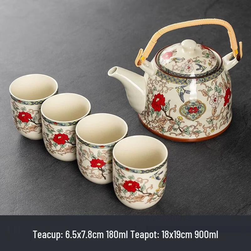 Anmu Ceramic Kung Fu Tea Set with Teapot, Tray & Cups
