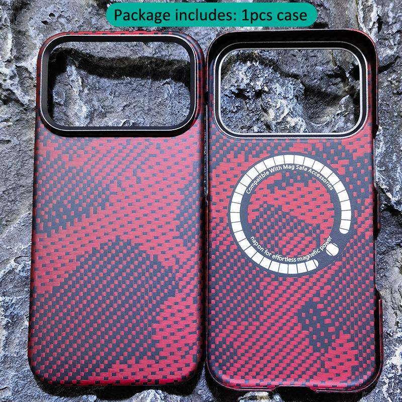 Magsafe Pouzdro na telefon z aramidového vlákna z uhlíkové tkaniny pro IPhone 17 Pro Max Magnetické magnety Bezdrátové nabíjení Skořepina Nárazuvzdorný Ochranný kryt