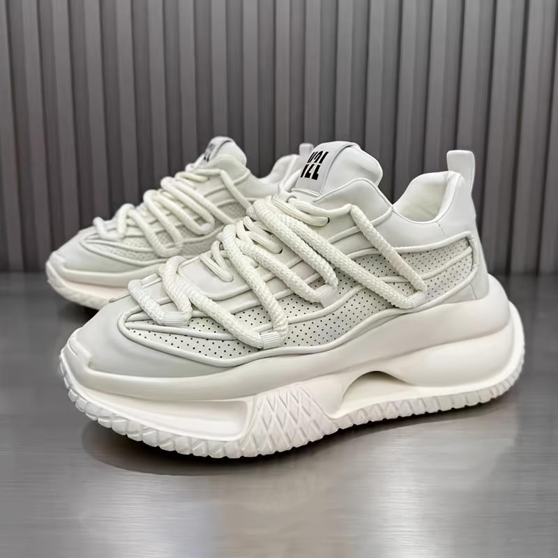 Pantofi Casual Monocromi, Versatili și la Modă, Pantofi Albi Rezistenți la Murdărie, Pantofi Dad la Modă și Simpli pentru Bărbați