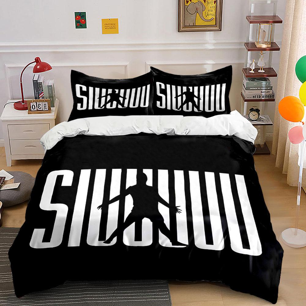 Silhouette with SIUUUU text. Bedding sets Duvet cover sets Duvet covers Pillowcases(1 * Duvet Cover 2 * Pillowcases, without duvet insert) 135x200cm