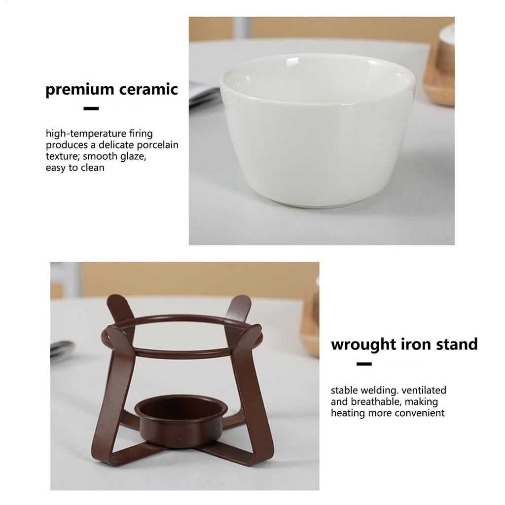 300ml Portable Ceramic Fondue Mug Heat Resistant for Melting Chocolate Cheese & Dip, Dessert Parties, Picnics & Office Snacks