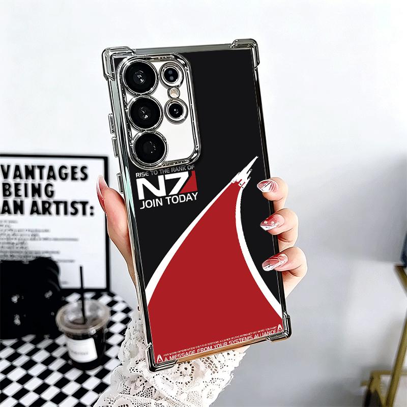 

N7 Mass Effect Soft Phone Case For Samsung Galaxy S26 Ultra S25 Edge S24 FE S23 Plus S22 S21 + S20 Plating Anti-Fall Fundas Samsung S24 Plus