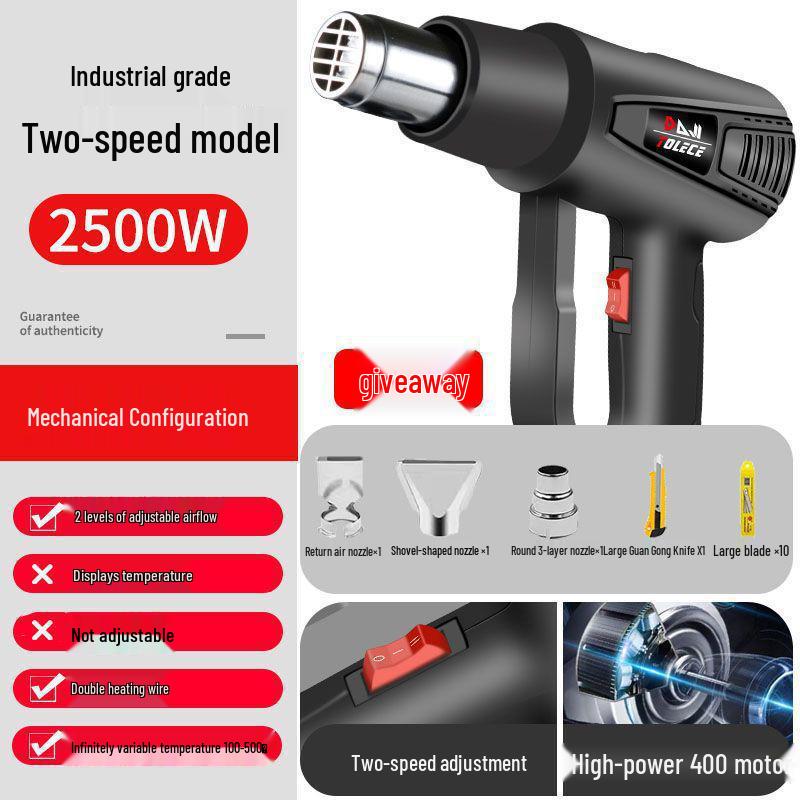 Digital Heat Gun: Adjustable Temperature Hot Air Gun for Car Wrapping & Heat Shrink with Display
