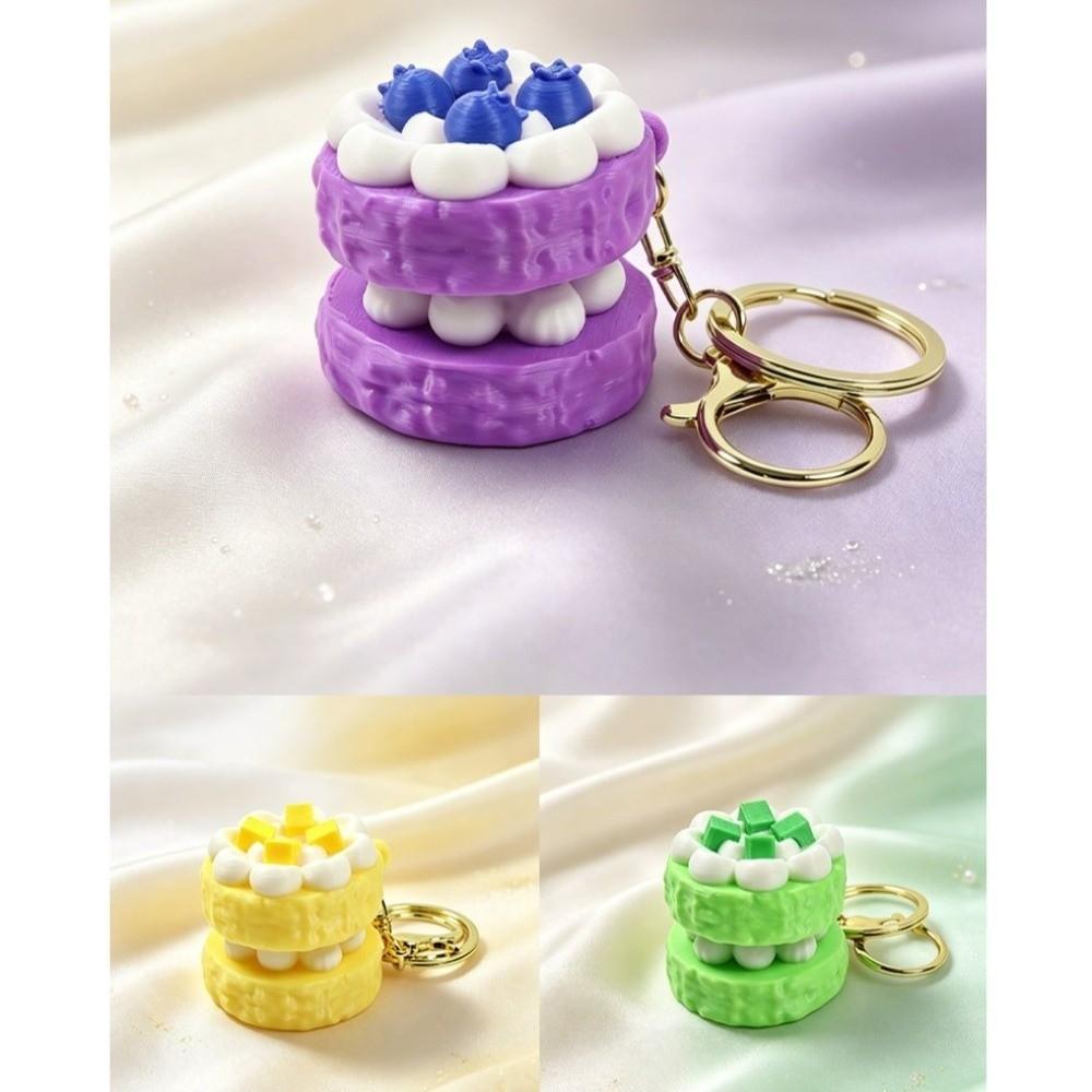 Realistic Fruit Cake Clicker Keychain 3D Printed Macaron Pendant Car Pendant