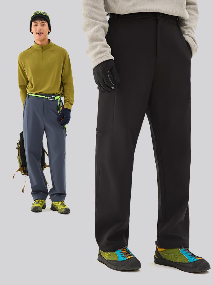 Men's Fleece-Lined Softshell Outdoor Pants: Multi-Pocket, Board-Style, Perfect for Autumn/Winter Hiking, Mountaineering, and Skiing.